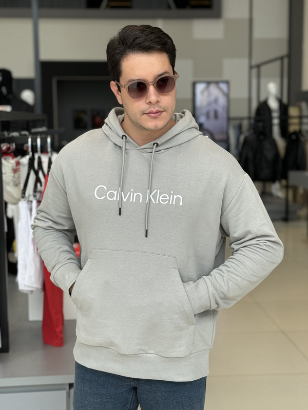 Blusa Calvin Klein Moletom Logo Assinatura Central Emborrachado Masculino