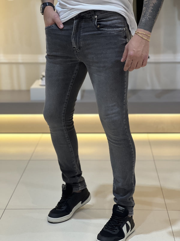 Calça Acostamento Jeans Super Skinny Masculino Preto