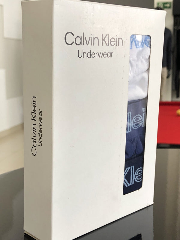 Cueca Calvin Klein Sem Costura Lettering Assinatura Masculino Branco / Azul e Marinho