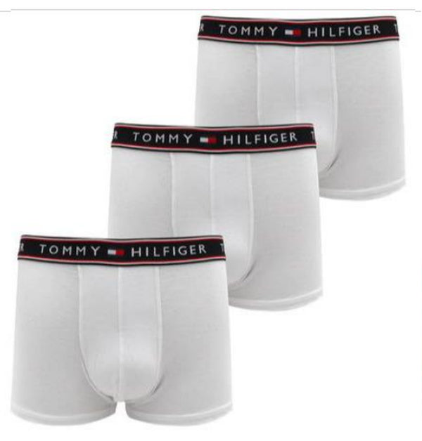 Cueca Tommy Hilfiger Boxer Kit com 3 Peças Masculino Branco Cueca Tommy Cotton Stretch 3 Pack Trunk