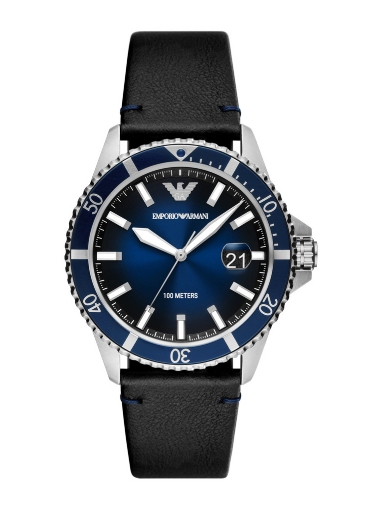 Relógio Emporio Armani AR11516B1 D1PX Pulseira em Couro Masculino Azul Escuro