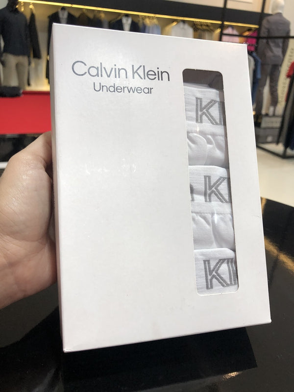 Cueca Calvin Klein Boxer Kit com 3 Peças Sem Custura Masculino Branco
