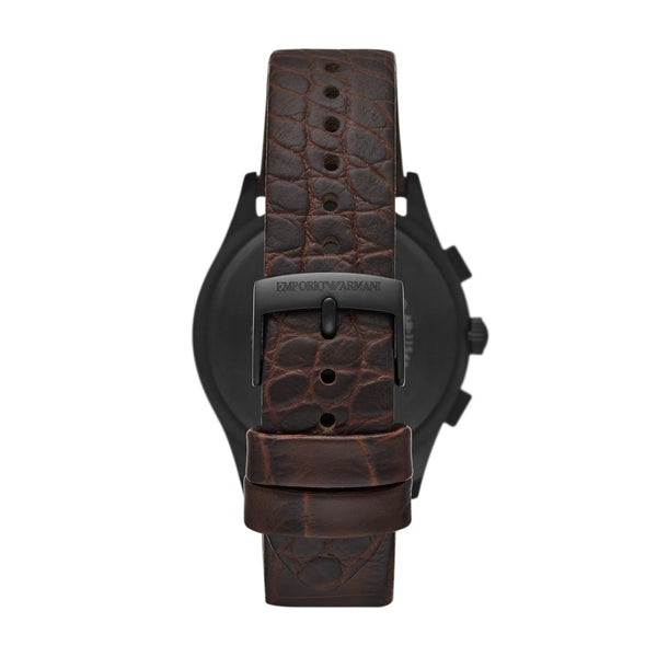 Relógio Emporio Armani AR11549B1 P1NX Pulseira em Couro Marrom Escuro Masculino Preto